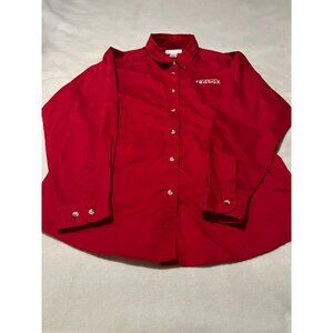 Redbox Logo Womens Red Button-Up Shirt By Tri-Mountain Size L